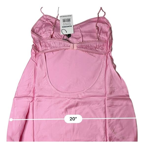 Rumored Monroe Midi Dress Bonbon Pink MEDIUM Satin Flowy Cocktail‎ Sexy - Picture 7 of 11